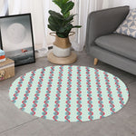 Red And Blue DNA Pattern Print Round Rug