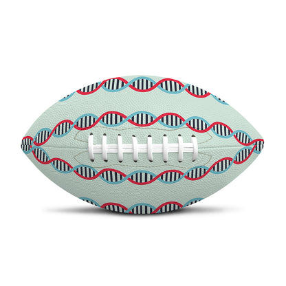 Red And Blue DNA Pattern Print Rugby Ball
