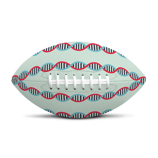 Red And Blue DNA Pattern Print Rugby Ball
