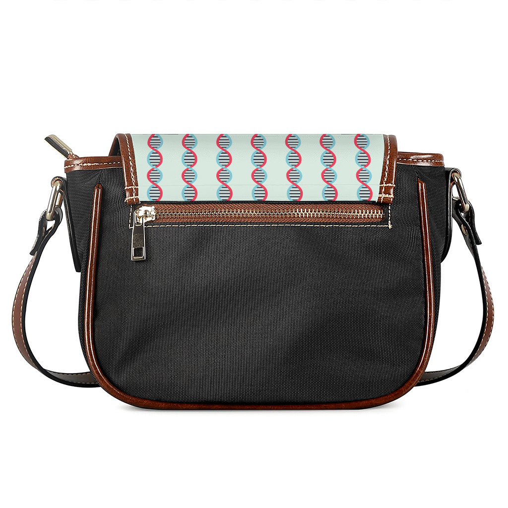Red And Blue DNA Pattern Print Saddle Bag