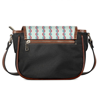Red And Blue DNA Pattern Print Saddle Bag