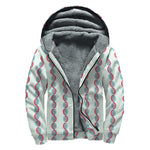 Red And Blue DNA Pattern Print Sherpa Lined Zip Up Hoodie