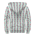 Red And Blue DNA Pattern Print Sherpa Lined Zip Up Hoodie