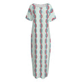 Red And Blue DNA Pattern Print Short Sleeve Long Nightdress