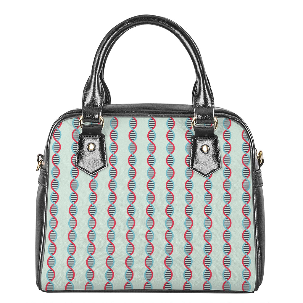 Red And Blue DNA Pattern Print Shoulder Handbag