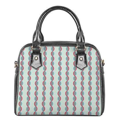 Red And Blue DNA Pattern Print Shoulder Handbag