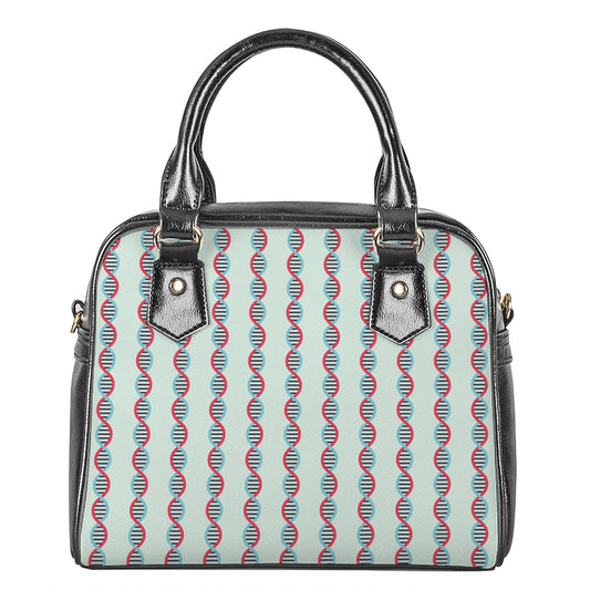 Red And Blue DNA Pattern Print Shoulder Handbag