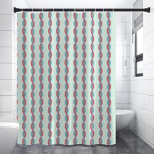 Red And Blue DNA Pattern Print Shower Curtain