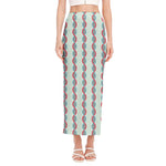 Red And Blue DNA Pattern Print Side Slit Maxi Skirt