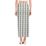 Red And Blue DNA Pattern Print Side Slit Maxi Skirt