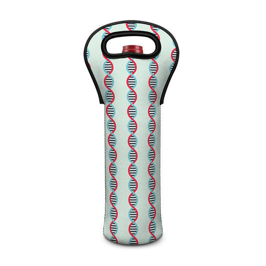 Red And Blue DNA Pattern Print Single Neoprene Wine Tote