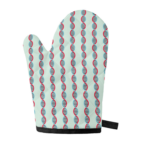 Red And Blue DNA Pattern Print Single Oven Mitt