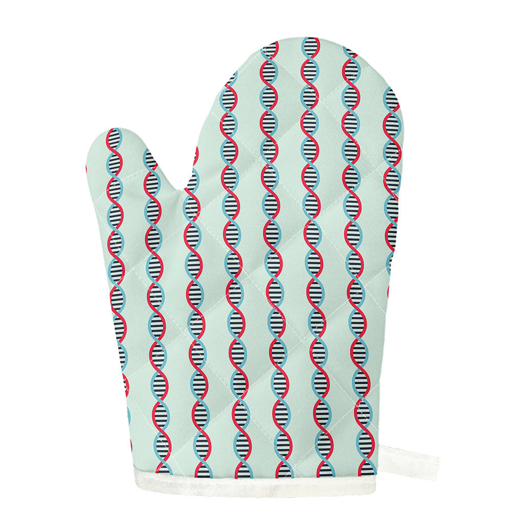 Red And Blue DNA Pattern Print Single Oven Mitt