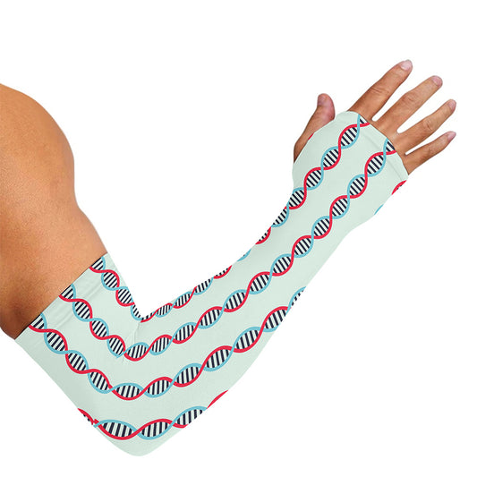 Red And Blue DNA Pattern Print Sun Protection Arm Sleeves