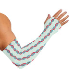 Red And Blue DNA Pattern Print Sun Protection Arm Sleeves
