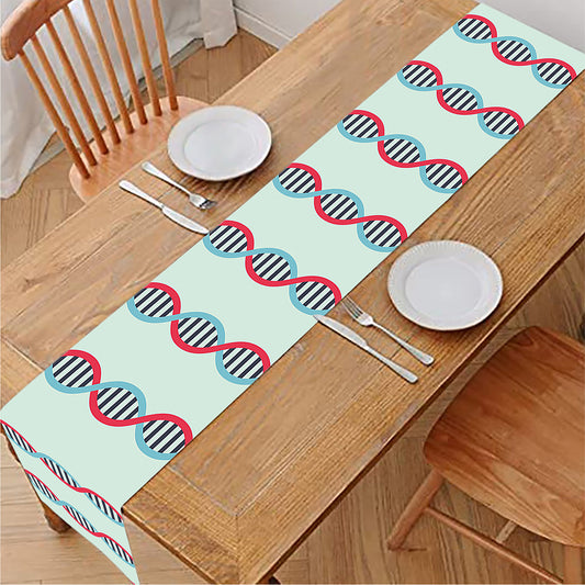 Red And Blue DNA Pattern Print Table Runner