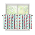 Red And Blue DNA Pattern Print Tier Curtains