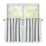 Red And Blue DNA Pattern Print Tier Curtains