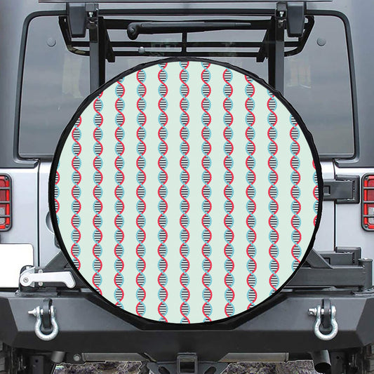 Red And Blue DNA Pattern Print Tire Cover