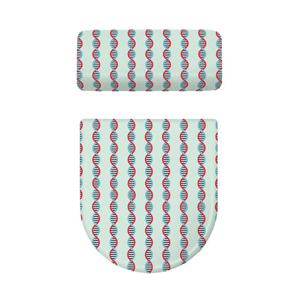 Red And Blue DNA Pattern Print Toilet Lid And Tank Cover Set