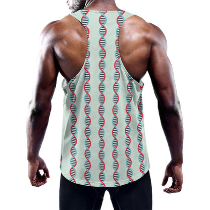 Red And Blue DNA Pattern Print Training Tank Top