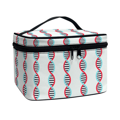 Red And Blue DNA Pattern Print Travel Makeup Bag