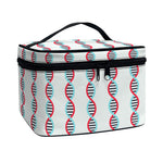 Red And Blue DNA Pattern Print Travel Makeup Bag