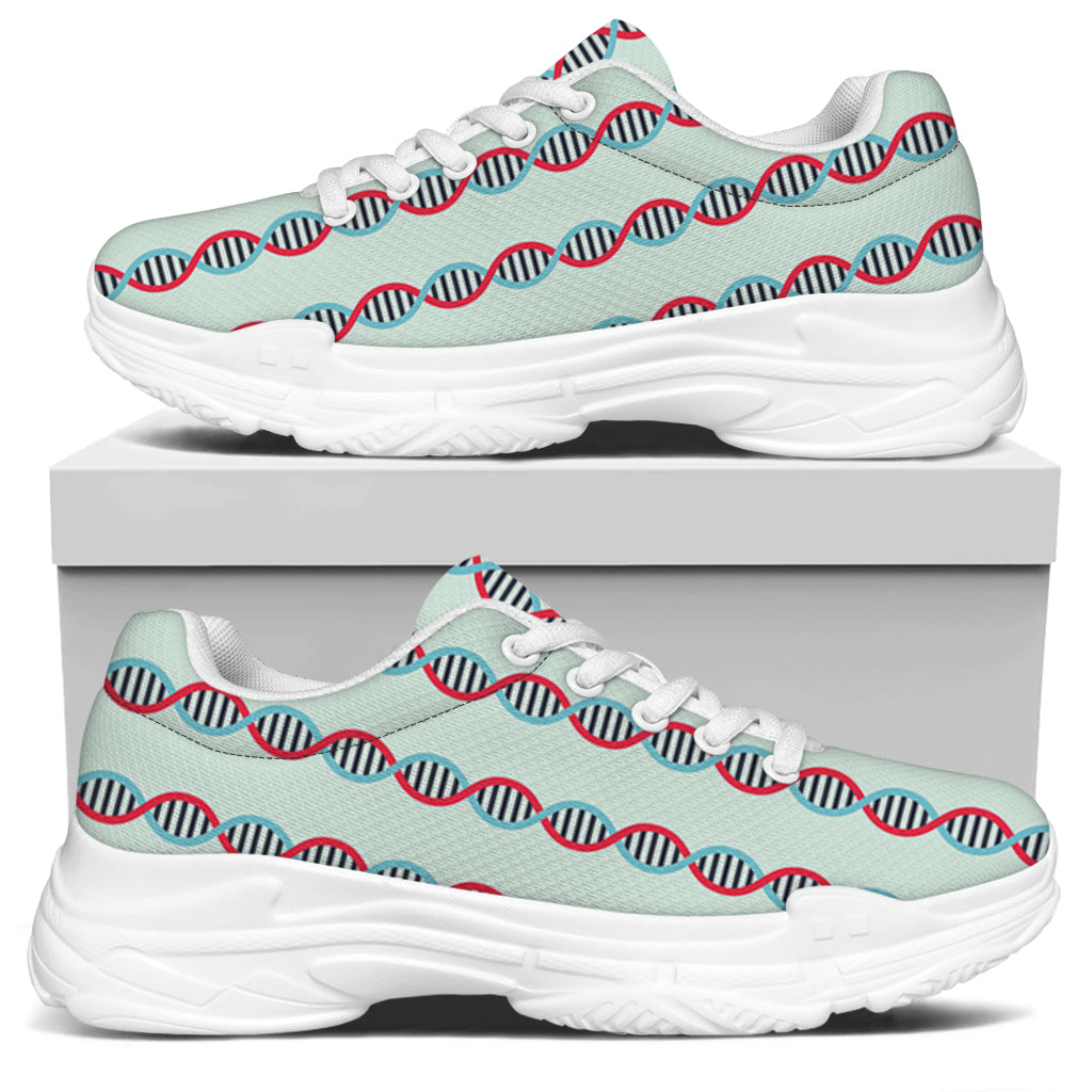 Red And Blue DNA Pattern Print White Chunky Shoes
