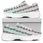 Red And Blue DNA Pattern Print White Chunky Shoes