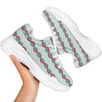 Red And Blue DNA Pattern Print White Chunky Shoes