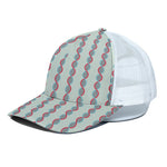 Red And Blue DNA Pattern Print White Mesh Trucker Cap