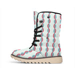 Red And Blue DNA Pattern Print Winter Boots