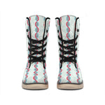 Red And Blue DNA Pattern Print Winter Boots