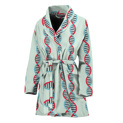 Red And Blue DNA Pattern Print Women's Bathrobe