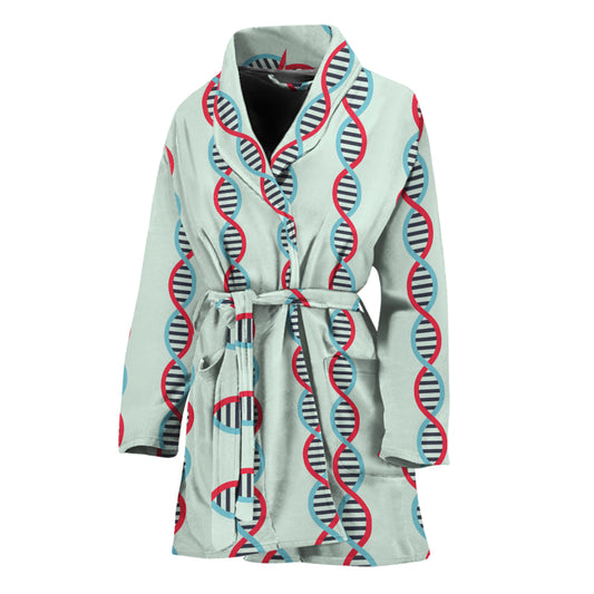 Red And Blue DNA Pattern Print Women's Bathrobe