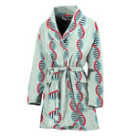 Red And Blue DNA Pattern Print Women's Bathrobe