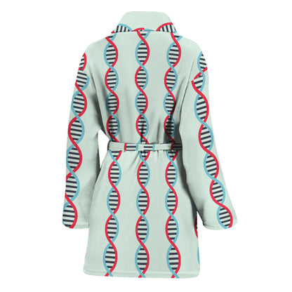 Red And Blue DNA Pattern Print Women's Bathrobe