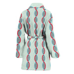 Red And Blue DNA Pattern Print Women's Bathrobe