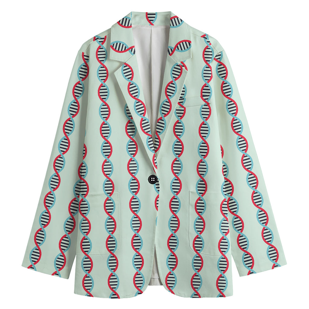 Red And Blue DNA Pattern Print Women's Blazer