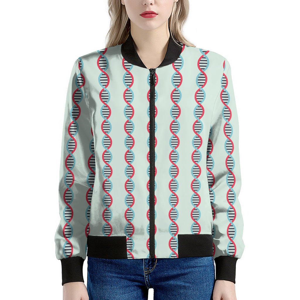 Red And Blue DNA Pattern Print Women's Bomber Jacket