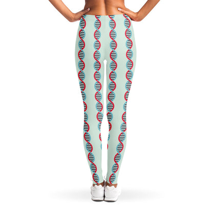 Red And Blue DNA Pattern Print Women's Leggings