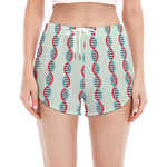 Red And Blue DNA Pattern Print Women's Split Running Shorts