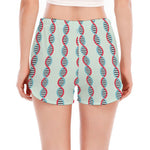 Red And Blue DNA Pattern Print Women's Split Running Shorts