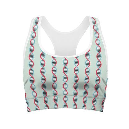 Red And Blue DNA Pattern Print Women's Sports Bra