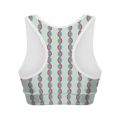 Red And Blue DNA Pattern Print Women's Sports Bra