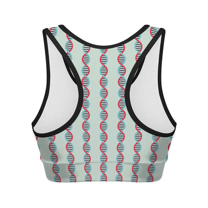 Red And Blue DNA Pattern Print Women's Sports Bra