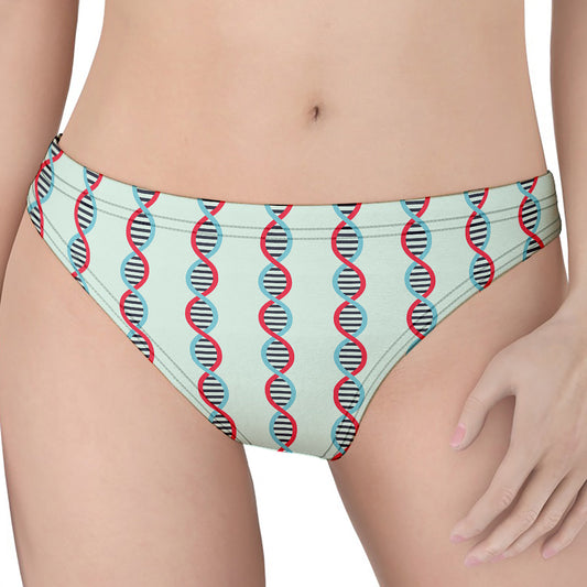 Red And Blue DNA Pattern Print Women's Thong