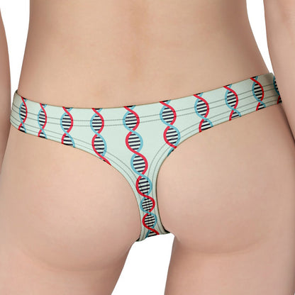 Red And Blue DNA Pattern Print Women's Thong