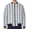 Red And Blue DNA Pattern Print Zip Sleeve Bomber Jacket