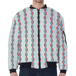 Red And Blue DNA Pattern Print Zip Sleeve Bomber Jacket